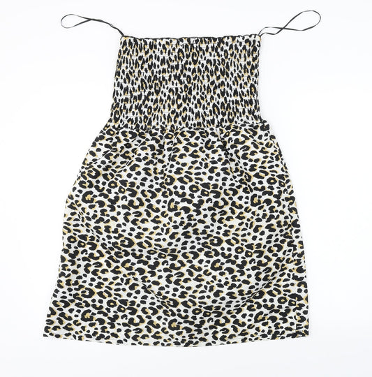 Studio Womens White Animal Print A-Line Size 12