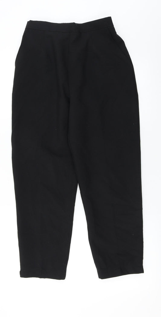 Womens UK Size 10 Preworn Regular Fit Black Trousers