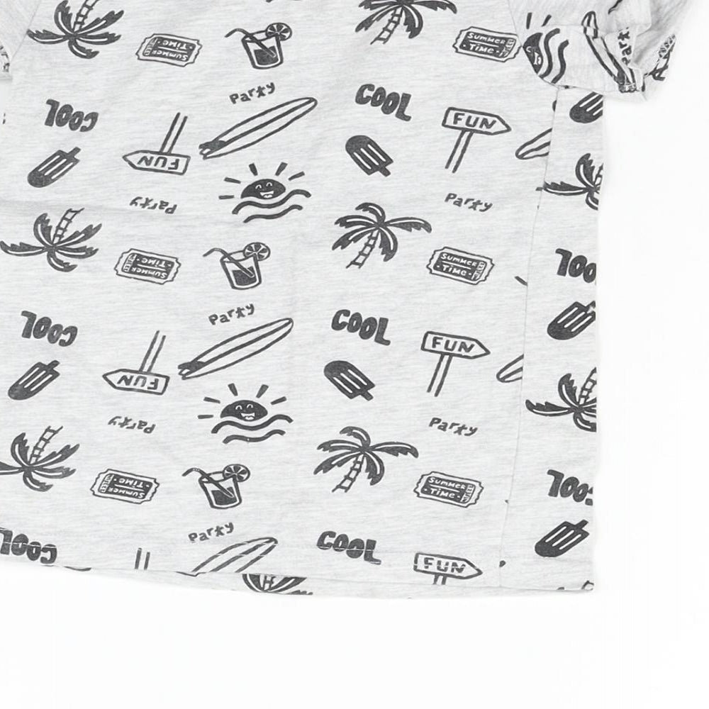 Brand and care label for Primark girls’ grey geometric basic t-shirt, size 12-18, months