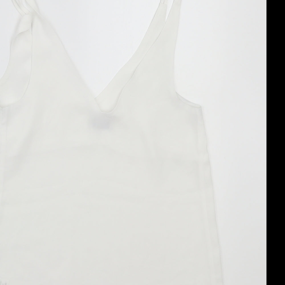 Brand and care label for Papaya women’s white basic tank, size UK 10