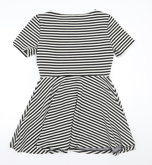 H&M Womens White Striped A-Line Size L