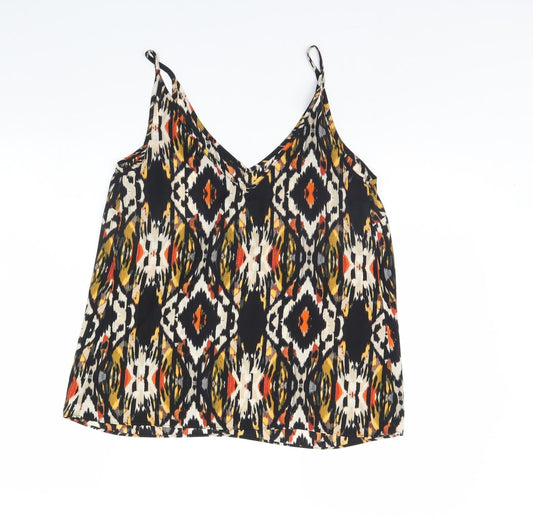 Papaya Womens Black Geometric Basic Tank Size 10