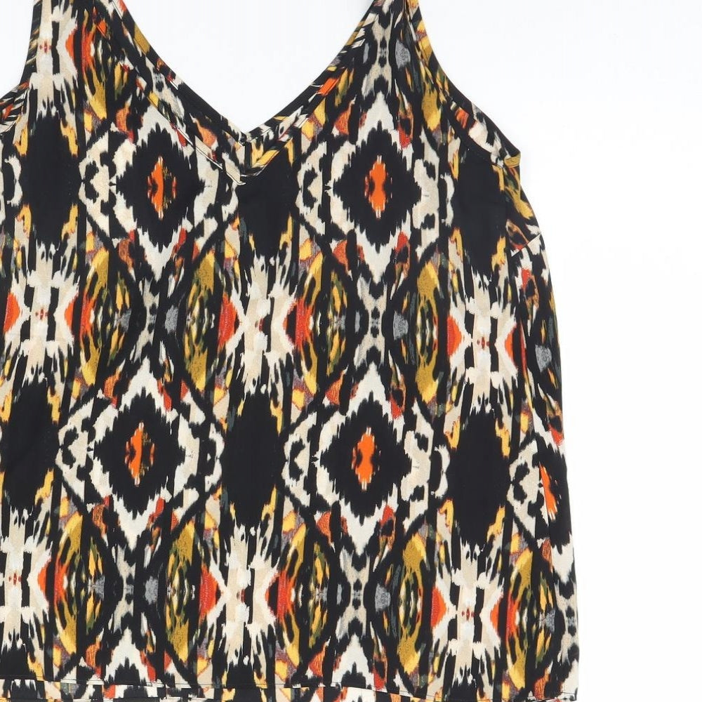 Papaya Womens Black Geometric Basic Tank Size 10