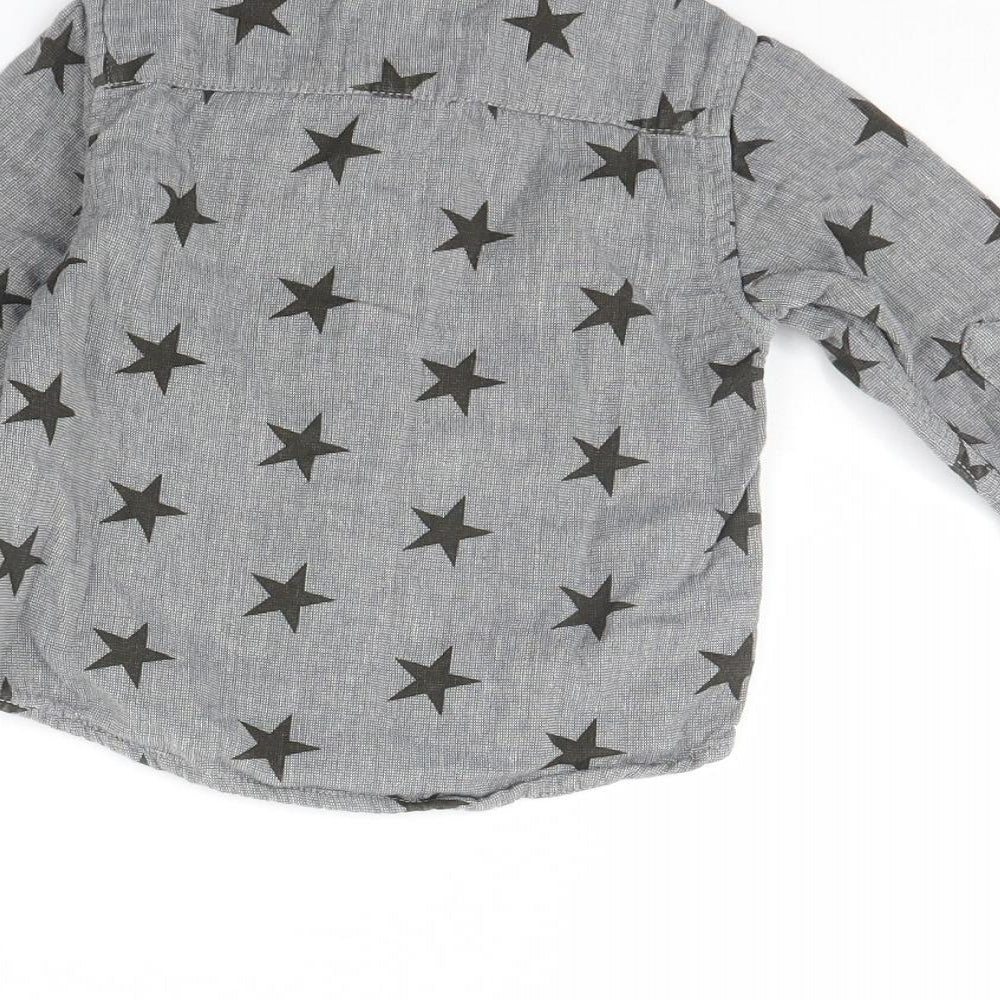 TU Boys Grey Spotted Basic Button-Up Size 9-12 Months - Star