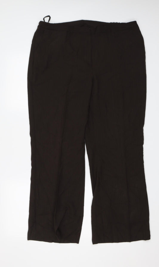 Bonmarché Womens Brown Striped Trousers Size 18 L25 in