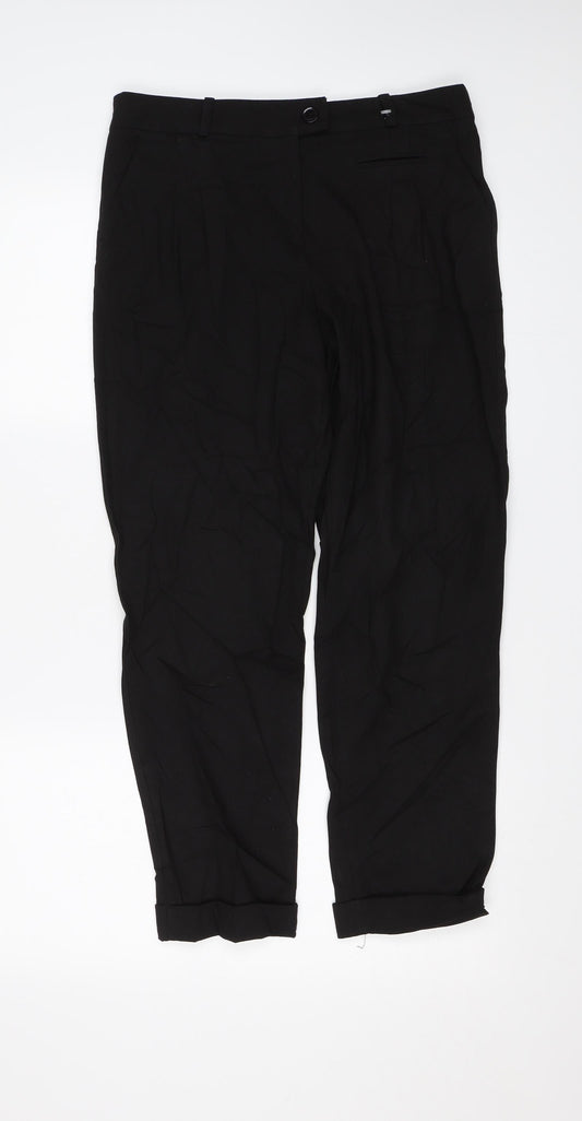 Womens UK Size 10 Topshop Regular Fit Dress Pants Black Trousers