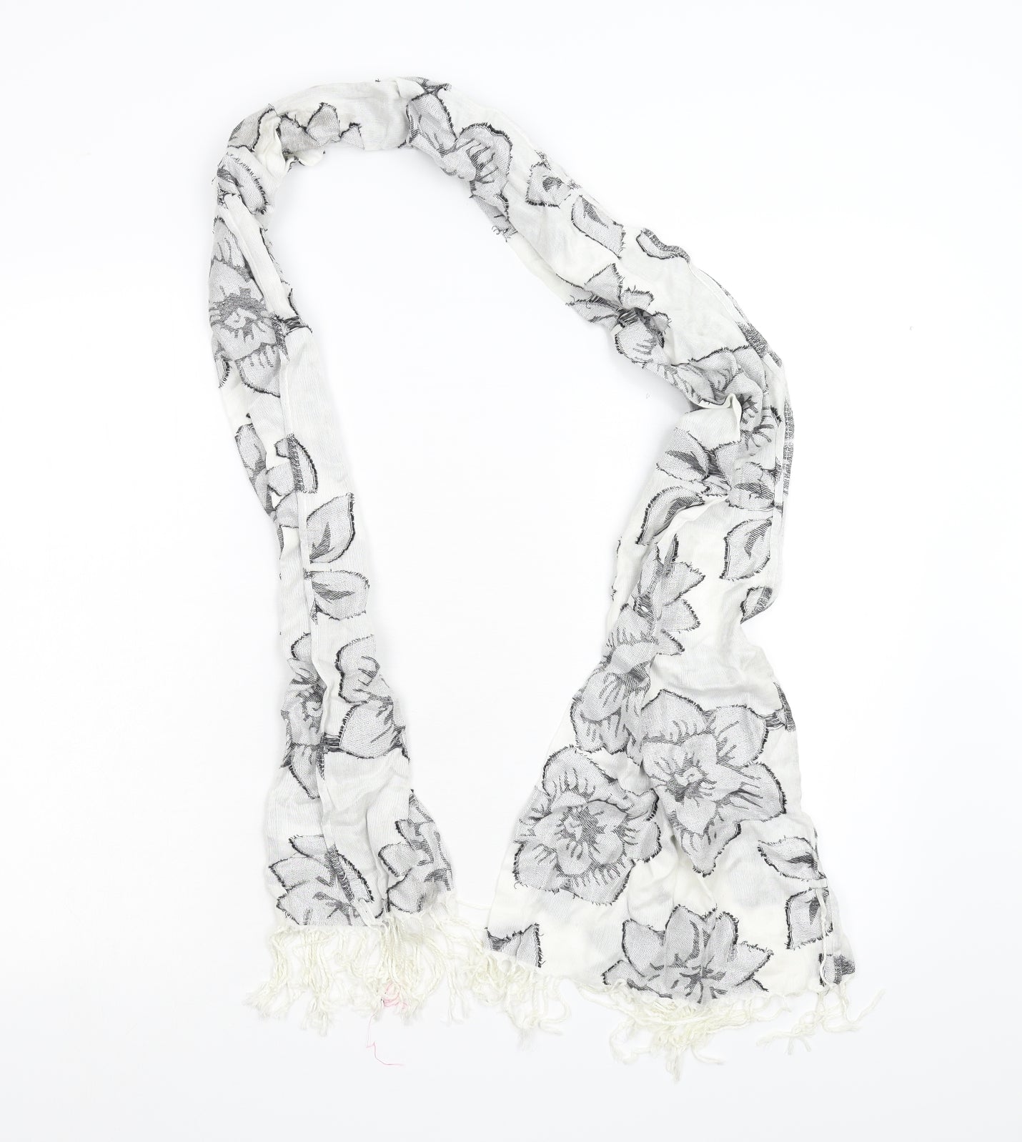 Preworn Womens Grey Floral Scarf