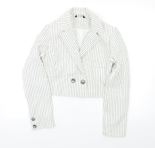 Select Womens White Striped Jacket Blazer Size 6