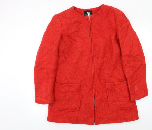 Womens UK Size 12 New Look Red Biker Coat