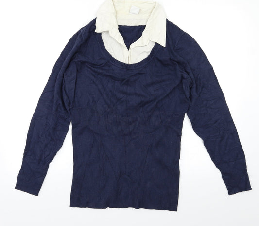 Womens UK Size M Preworn Blue Pullover Jumper