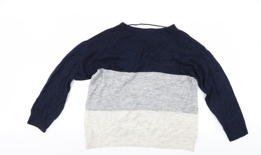 VERO MODA Mens Blue Striped Pullover Jumper Size L