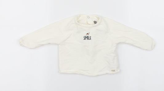 River Island Girls White Pullover Jumper Size 6-9 Months - smile