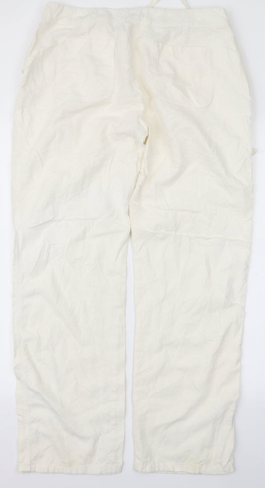 Womens UK Size 14 Papaya Regular Fit White Trousers