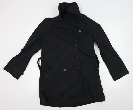Great Plains Womens Black Overcoat Coat Size XS