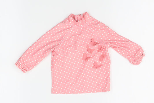 Mothercare Girls Pink Polka Dot Pyjama Top Size 9-12 Months