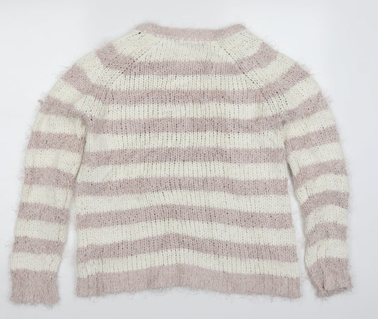 Debenhams Womens Pink Striped Pullover Jumper Size 14