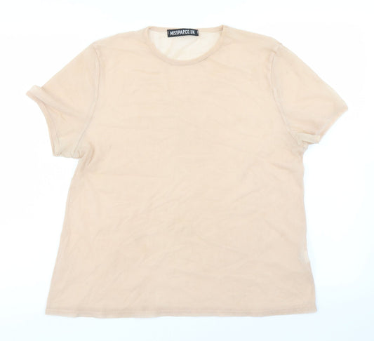 Womens UK Size 10 Misspap Pink Basic T-Shirt