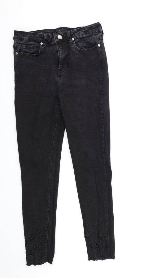Womens UK Size 10 Very Regular Fit Skinny Black Jeans