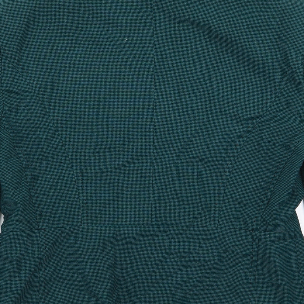M&S Womens Green Houndstooth Jacket Blazer Size 8