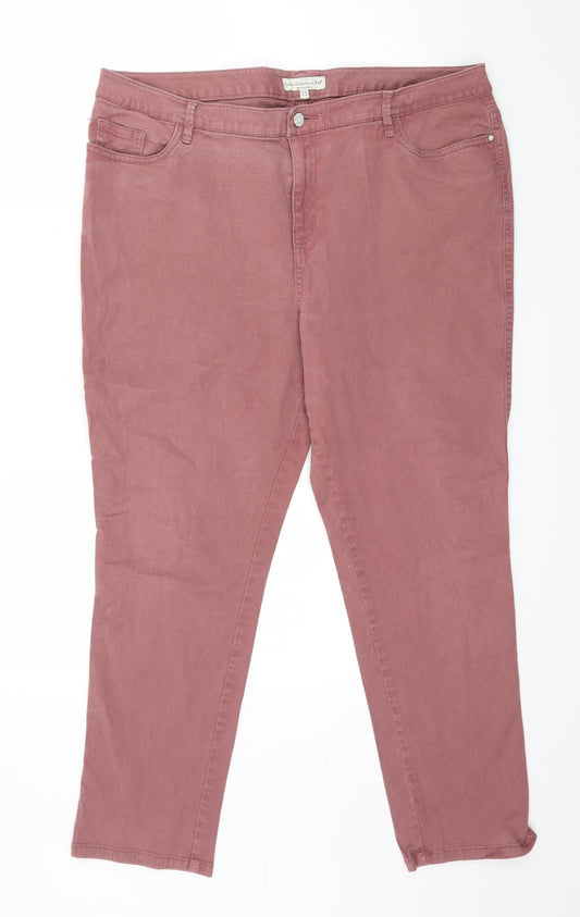 Womens UK Size 36 in F&F Regular Fit Straight Pink Jeans