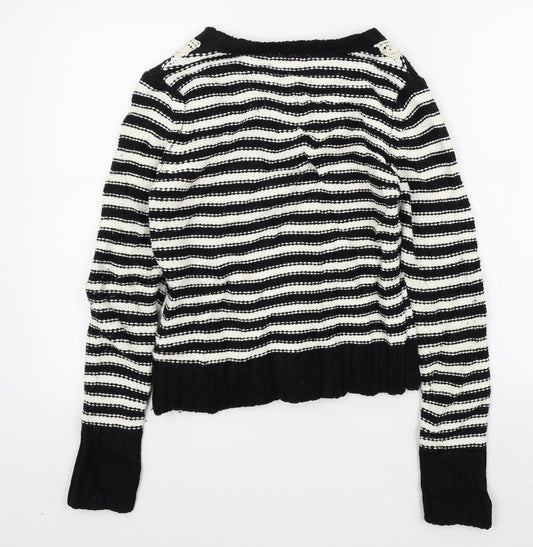 F&F Womens Black Striped Pullover Jumper Size 10
