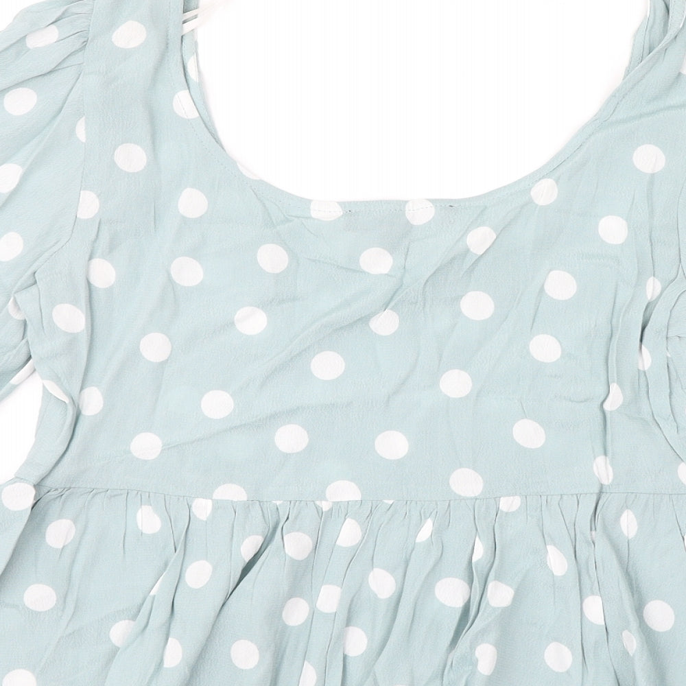 Primark Womens Green Polka Dot Basic Blouse Size 8