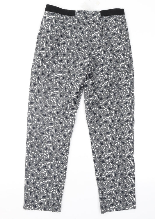 Topshop Womens Grey Paisley Cropped Trousers Size 8 L25 in