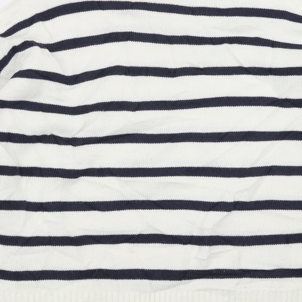 George Womens White Striped Knit Pullover Jumper Size M