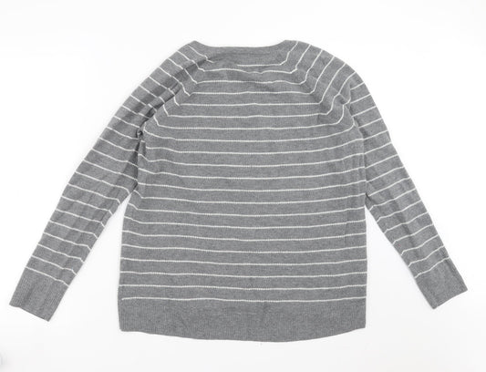 Gap Mens Grey Striped Knit Pullover Jumper Size L