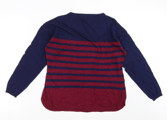 First Avenue Womens Black Striped Knit Pullover Jumper Size M