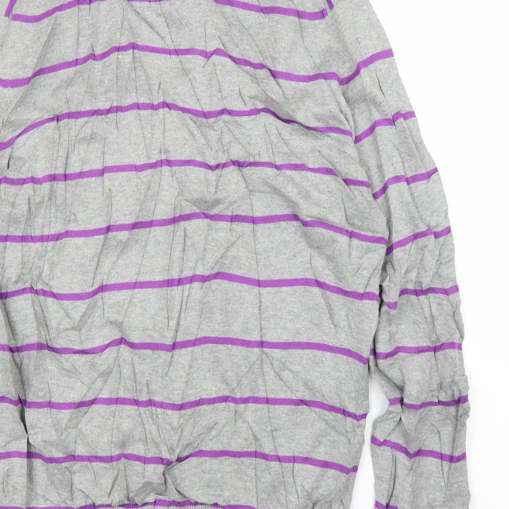 FCUK Mens Grey Striped Pullover Jumper Size M