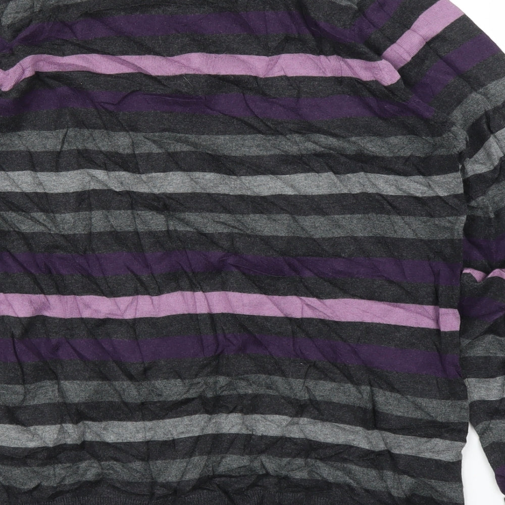 M&S Mens Purple Striped Pullover Jumper Size S