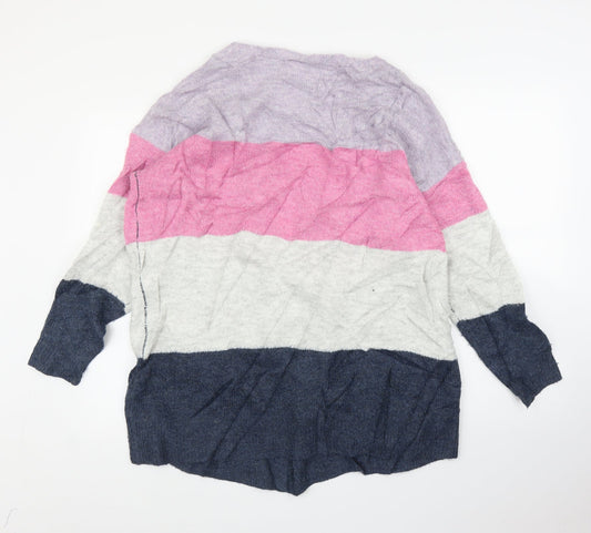 Love Knitwear Womens Purple Striped Cardigan Jumper Size 14