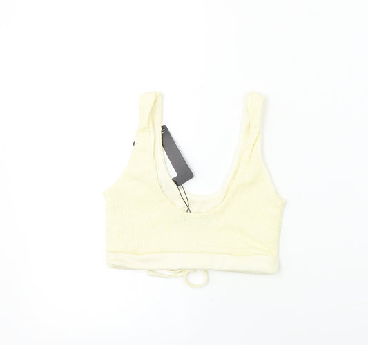 Womens UK Size 6 PRETTYLITTLETHING Beige Cropped T-Shirt