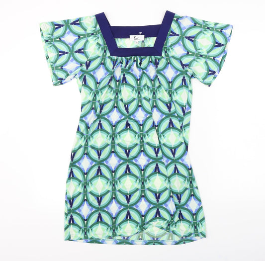 Klass Womens Green Herringbone A-Line Size S