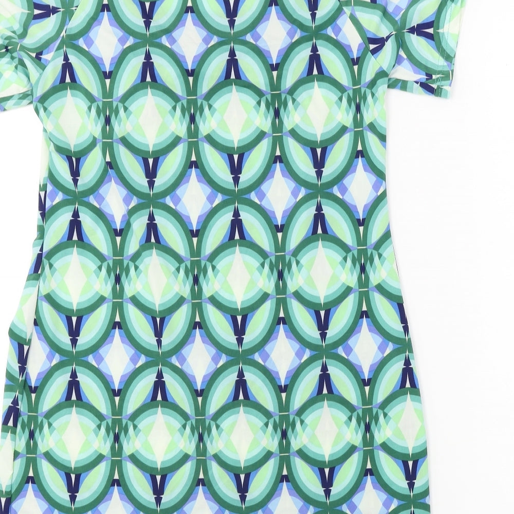 Klass Womens Green Herringbone A-Line Size S