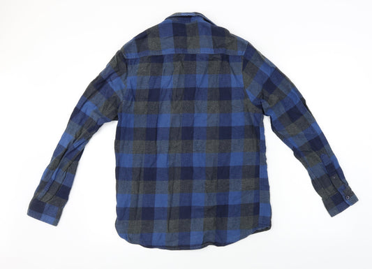 Cedar Wood State Mens Blue Check Button-Up Size S