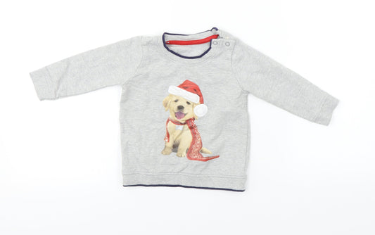 George Boys Grey Pullover Jumper Size 9-12 Months - Christmas Jumper