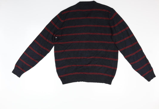 Marks and Spencer Mens Black Striped Pullover Jumper Size M