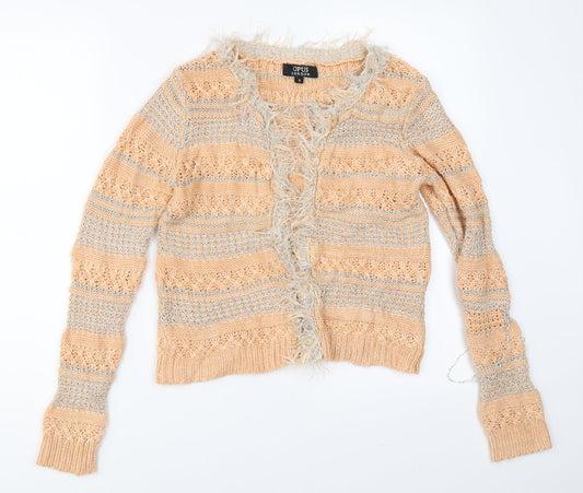 Womens UK Size 8 OPUS Orange Cardigan Jumper