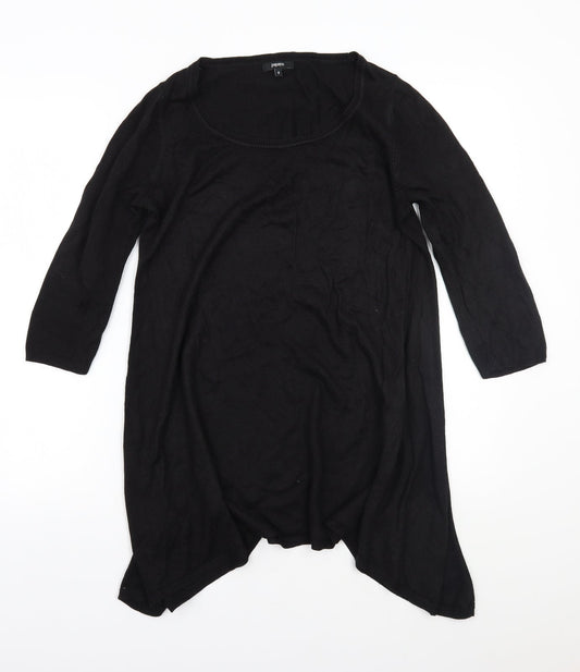 Womens UK Size 8 Papaya Black Basic T-Shirt
