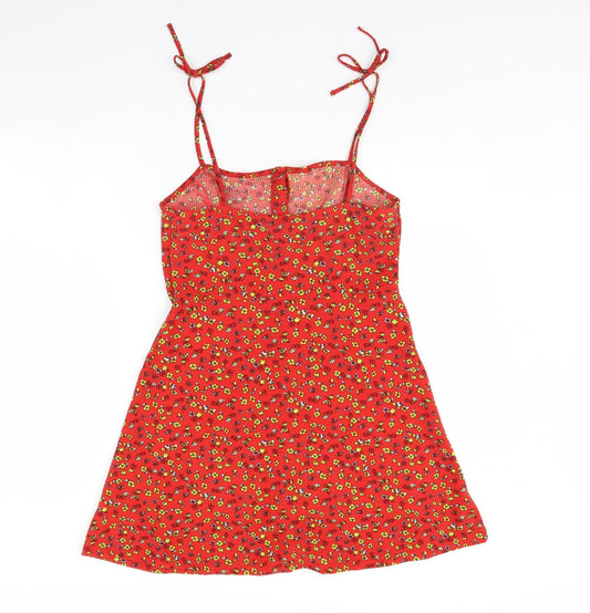 Topshop Womens Red Floral Mini Size 10