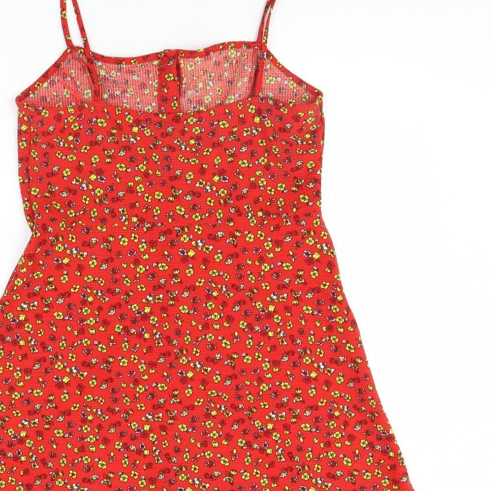 Topshop Womens Red Floral Mini Size 10
