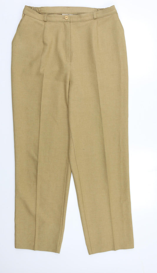 Womens UK Size 16 EWM Regular Fit Dress Pants Beige Trousers