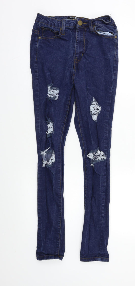 Womens UK Size 8 Boohoo Regular Fit Skinny Blue Jeans