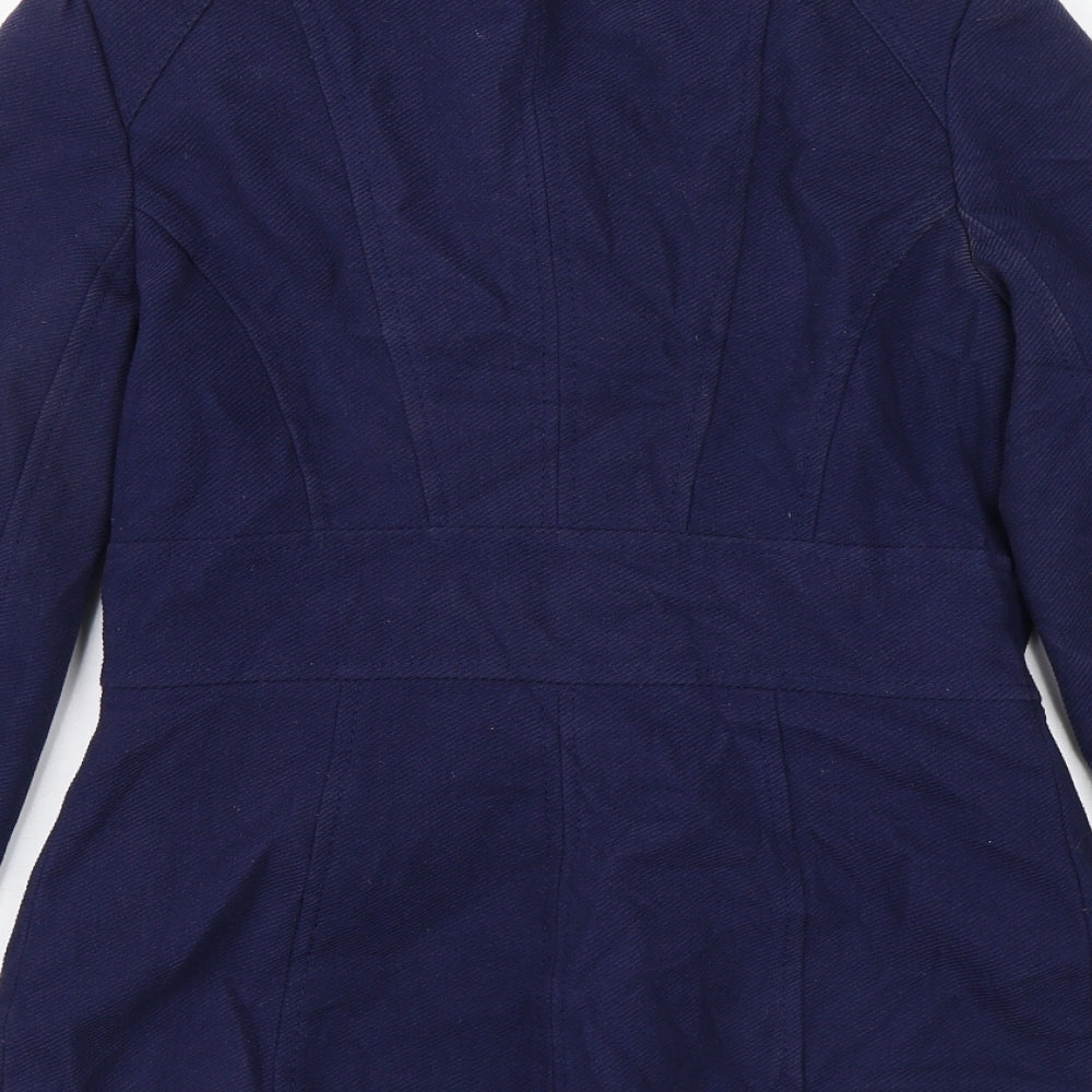 F&F Womens Blue Pea Coat Jacket Size 8