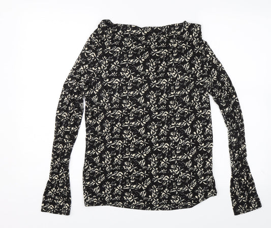 ESMARA Womens Black Floral Basic Blouse Size S