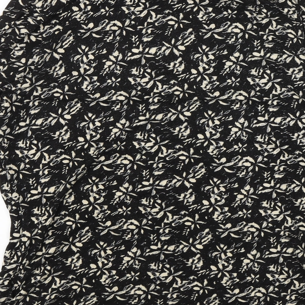 ESMARA Womens Black Floral Basic Blouse Size S