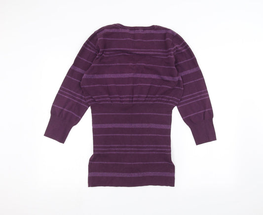 H&M Womens Purple Striped A-Line Size L