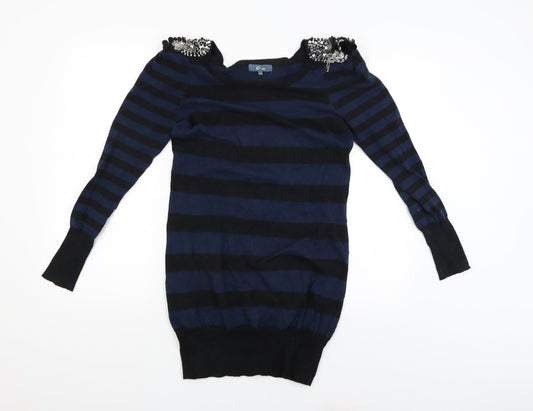Womens UK Size 10 E-vie Blue Pullover Jumper